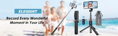 ELEGIANT 3 In 1 Extendable Selfie Stick With Tripod + Wireless Bluetooth Remote • £24.99