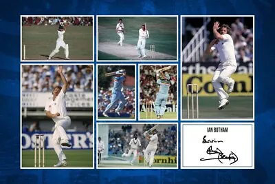 £6.95 • Buy Ian Beefy Botham Signed Pre-Print 12x8 Montage PHOTO Gift Print ENGLAND CRICKET
