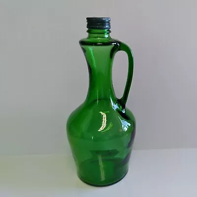 Vintage Green Glass Wine Decanter Jug Bottle With Handle Screw Top Lid 1.5 Liter • $29.99