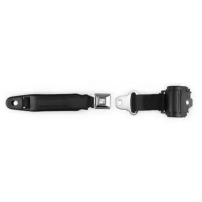 RetroBelt Black Pushbutton Retractable Lap Seat Belt - Bucket Seat No Hardware • $59.99