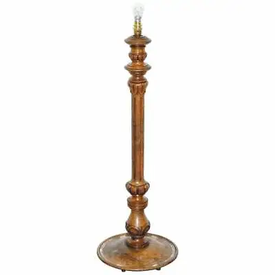 Victorian Walnut Empire Pillar Large Table Top Small Floor Standing Lamp Convert • £250