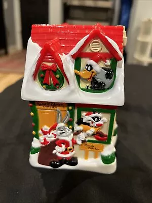 Russell Stover Candies Looney Tunes Christmas House Hard Plastic Piggy Bank 1997 • $10