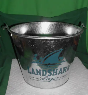 Land Shark Lager Beer New Silver Metal Pail Ice Bucket W/ Handle  Anheuser Busch • $11.99