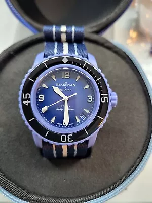 Swatch X Blancpain Scuba Fifty Fathoms Atlantic Ocean 42mm Blue Case • £149