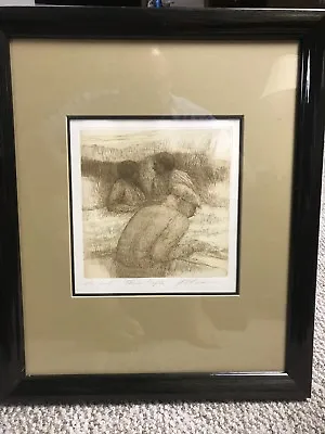 $195 • Buy HAROLD ALTMAN, Three People Etching Signed Framed 16 1/2” X 19 1/2” Artist Proof