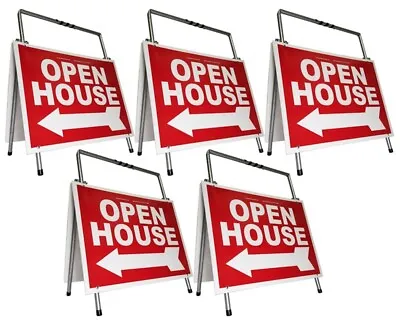 Real Estate Open House Sign Kit Metal A-Frame 5 Pack Red • $169.99