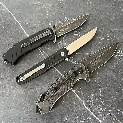 LOT Of 3 EDC Tactical Folding Ball Bearing Assisted Flipper Blade Pocket Knives • $1.25