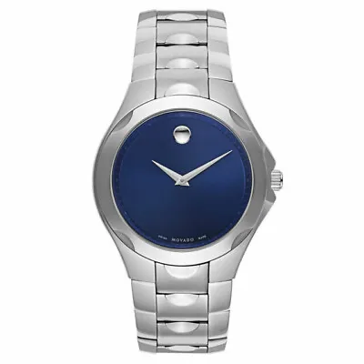 MOVADO 0606380 Luno Blue Dial Stainless Steel Silver Tone Men's Watch Great Gift • $532