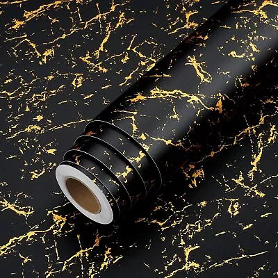 Luxury Black And Gold Wallpaper Peel And Stick Modern Marble Wallpaper For Wa... • $20.76