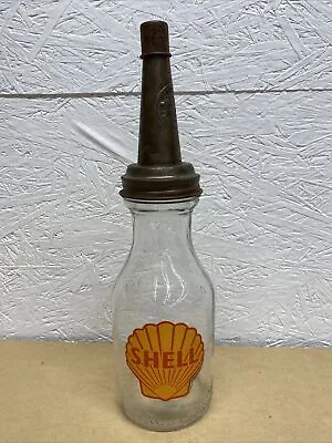 Shell Motor Oil Bottle Spout Cap Glass Vintage Style Gas Station • $19.99