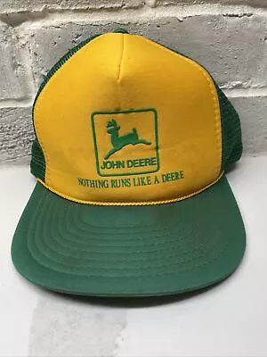 Vintage John Deere Foam Trucker Snapback Green Yellow Hat Sportcap Cap Mesh Back • $19.99