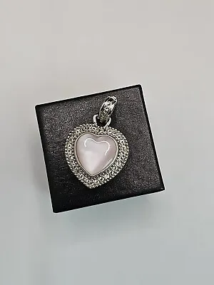Judith Ripka Sterling Silver Pink Mother Of Pearl Cz Stones Heart Pendant • $65