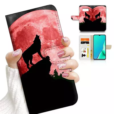 ( For Samsung S7 ) Wallet Flip Case Cover AJ23624 Red Moon Wolf • $12.99