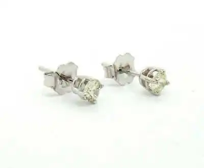 Estate Sale Diamond Stud Earrings 14k White Gold 0.40 TCW Vintage Style • $517.50