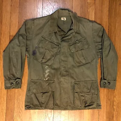 Vietnam Era US Army USGI OD Green Ripstop Jungle Fatigue Shirt SM-SHRT SALTY • $69