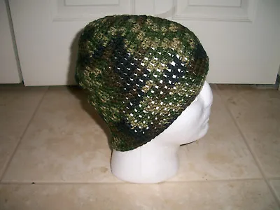 Handmade Crochet Adult Camo Hat Cap Beanie Camouflage Army Military Zac Brown • $15.95