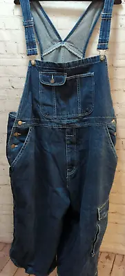 NO Boundaries Men XL Overalls Denim Blue Jean Painter Short Pants Baggy Oversize • $39.99
