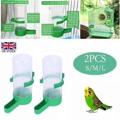 £4.73 • Buy 2x Pet Drinker Food Feeder Water Clip Set For Cage Bird Parrot Cockatiel Budgie