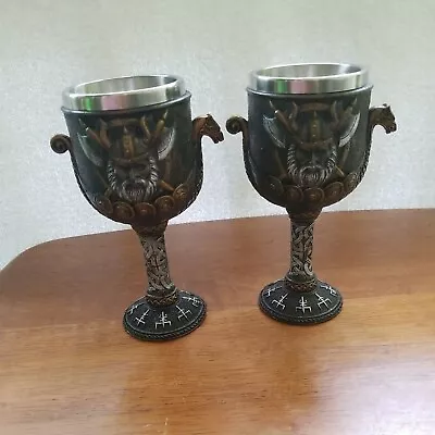 2 Viking Ship Chalice Wine Goblet Cup Pacific Giftware • $12