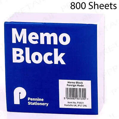 WHITE 800 SHEET Paper Jotter Note Pad Memo Block Reminder/Organiser Cube • £7
