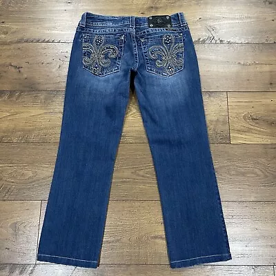 Miss Me Jeans Womens 30 Boot Bootcut Bling Embroidered Rhinestone Denim Stretch • $34.99