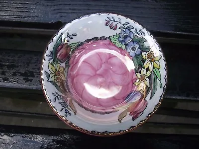 Vtg Maling Pottery Pink Lustre Springtime Spring Flowers Trinket / Preserve Dish • £9.09