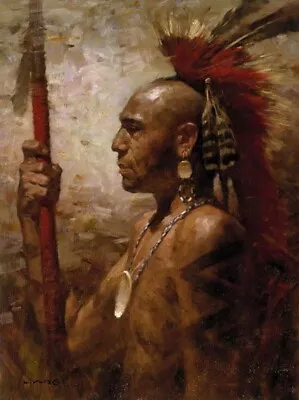 Z.S. LIANG   Pequot Warrior  LE Giclee Canvas Rare Native American Portrait Art • $187.50