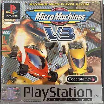 Micro Machines V3 PS1 - Platinum Racing Rare Sony PlayStation One Game • £7.99