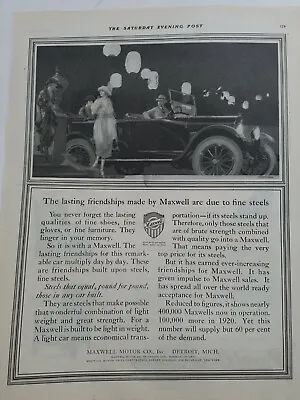 $9.99 • Buy 1920 Maxwell Motor Corporation Car Lasting Friendships Edward Paucher Art Ad