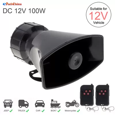 100W 7 Sound Loud Car Warning Alarm Siren Horn PA Speaker MIC System + 2 Remote • $22.79