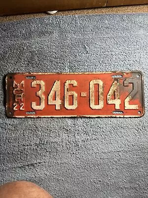 1922 Michigan License Plate 346-043 • $24.99