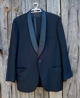 Vintage LORD WEST For WALLACHS NY Custom Tailored Tuxedo Jacket & Pants Black • $48