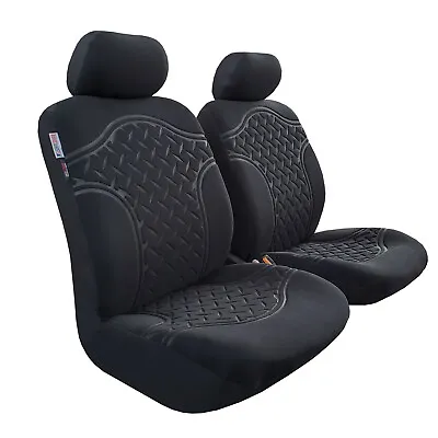 $75.89 • Buy Black Suede Seat Covers Carbon Embossed Design Universal Airbag Front Pair