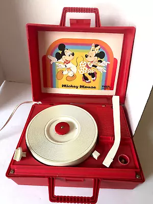 Disney Mickey + Minnie Mouse Red Portable Record Player Tested Tiger Toys • $29.95