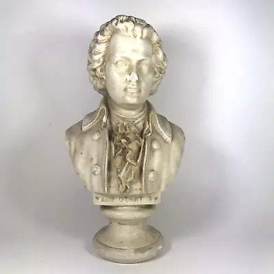 Vintage Mozart Head Bust Off White Cement Plaster 9.5 H See Photos IMPERFECT • $28.95