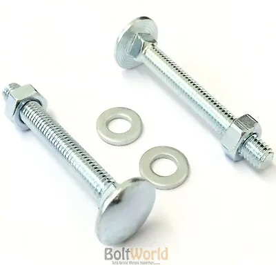 M12 Coach Bolts Carriage Bolt Screws Cup Square Hexagon Nuts Washer Zinc Din 603 • £4.39
