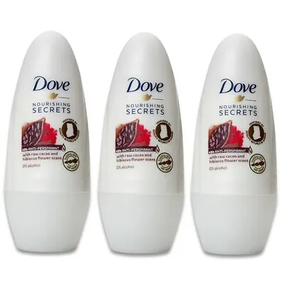 £12.99 • Buy Dove Nourishing Secrets With Cacao & Hibiscus  Roll-On Deo, 50 Ml-Pack Of 3