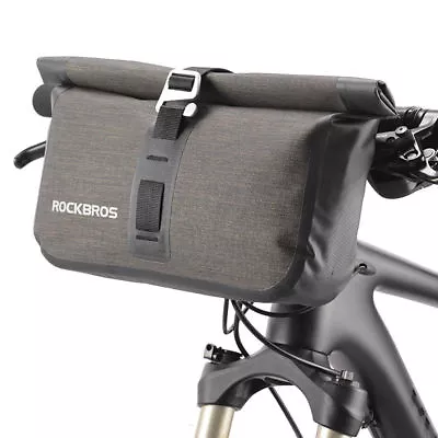 ROCKBROS Bicycle Front Handlebar Bag Waterproof Cycling Tube Bag Black Gold 4-5L • $19.99