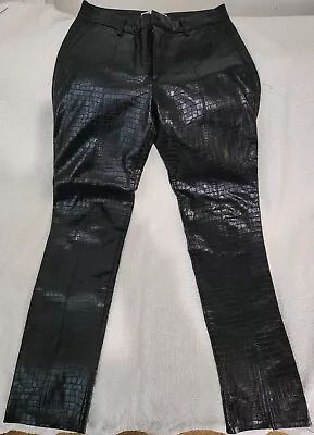 Zara Size Eur S Black Crocodile Print Pants  Leather Look Vgc • £3.99