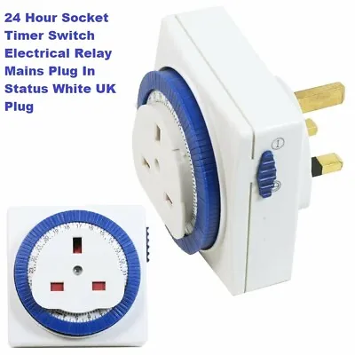 £10.91 • Buy 24 Hour Socket Timer Switch Electrical Relay Mains Plug In Status White UK Plug