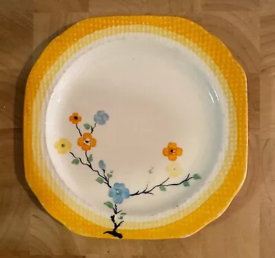 Art Deco Orange And Yellow Floral Swinnertons Hampton Ivory Tea Plate Side Plate • £14