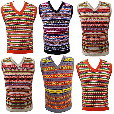 Mens Vintage 1930's 40's 50's 60's 70's Wartime Fairisle Knitted TankTop Retro • £29.99