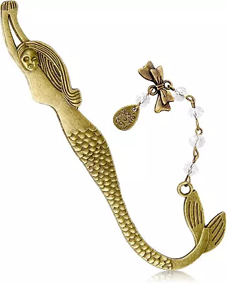 Copper Plated Metal Fairytale Little Mermaid Hooks Bookmark With A String Beads  • $13.89