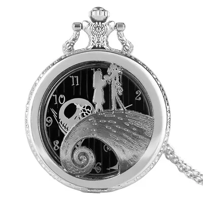 Jack Skellington Pocket Watch Analog Quartz Movement Christmas Gifts For Men Kid • $9.46