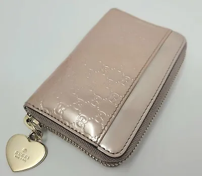 Authentic GUCCI Pink Patent Shima GG Mini Wallet Card Case Coin Pouch Key Chain  • $210