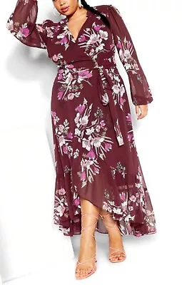 CITY CHIC Samara Maxi Dress In Oxblood Plus Size XS / 14 NWOT [RRP $149.95] • $55