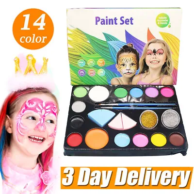 Face Paint Palette Professional 14 Colors Facial Art Painting Make Up Halloween • £6.94