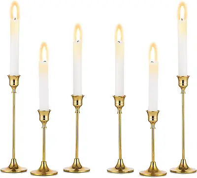 £33.74 • Buy Gold Candle Holders For Candlesticks - Set Of 6 Taper Candle Holders Metal Candl