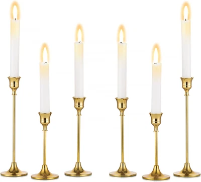 £33.74 • Buy Gold Candle Holders For Candlesticks - Set Of 6 Taper Candle Holders Metal Candl
