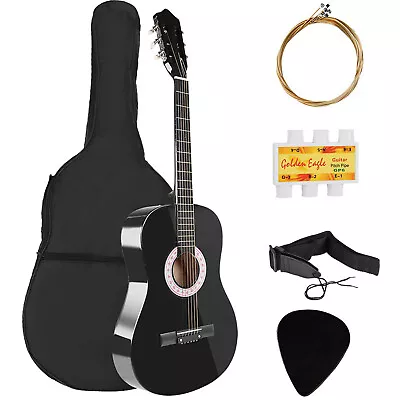 38inch Beginner Acoustic Guitar Starter Kit W/ Case Strap Pick String Tuner Gift • $10.54